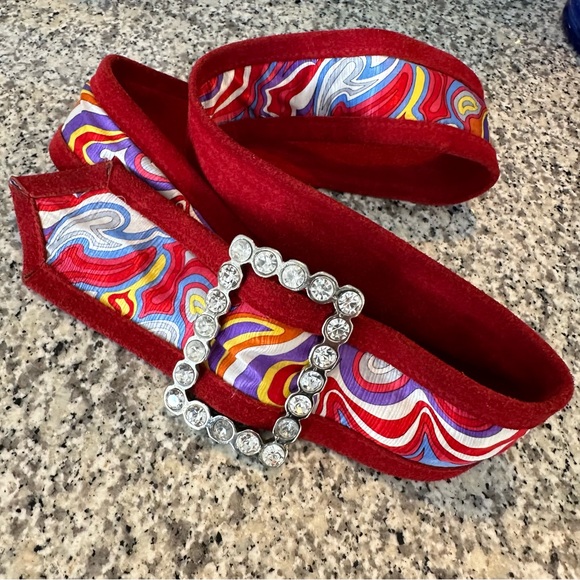 Vintage Silk & Suede Hip Bling Belt - Picture 3 of 6